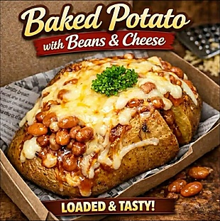 Baked potato with beans and cheese