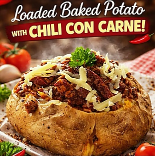 Baked potato with chili con carne