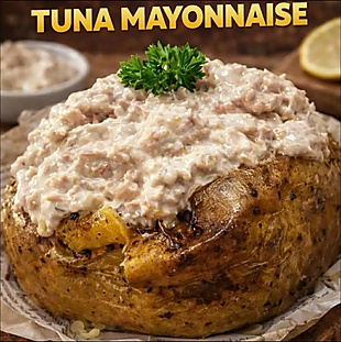 Baked potato with tuna mayonnaise
